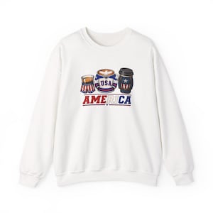 Coffee Lover Sweatshirt | Patriotic Sweatshirt | Rocky IV Miracle Captain America | Cozy Graphic Sweatshirt | Gift for Coffee Lovers image 1