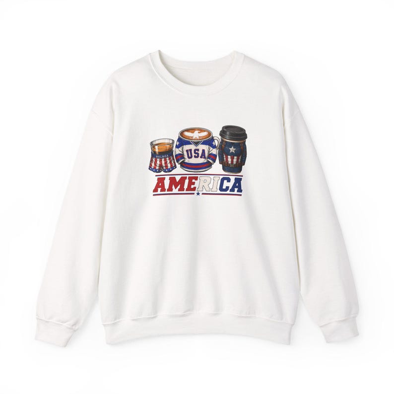 Coffee Lover Sweatshirt | Patriotic Sweatshirt | Rocky IV Miracle Captain America | Cozy Graphic Sweatshirt | Gift for Coffee Lovers image 1