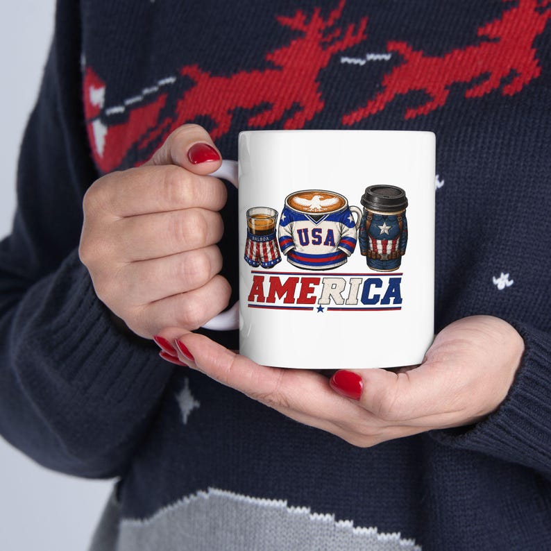 Coffee Lover Mug | Patriotic Movie Inspired | Rocky IV Miracle Captain America | Gift for Coffee Lovers | Morning Coffee Cup imagem 5