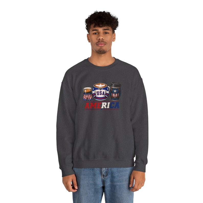 Coffee Lover Sweatshirt | Patriotic Sweatshirt | Rocky IV Miracle Captain America | Cozy Graphic Sweatshirt | Gift for Coffee Lovers image 5
