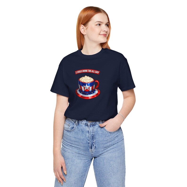 Coffee Lover Softstyle Shirt | Captain America Inspired Tee | Funny Coffee Quote | Graphic T-Shirt | Gift for Coffee Avengers Lovers image 3