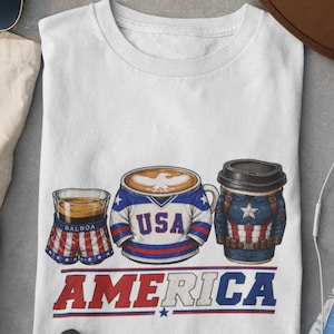 Coffee Lover Shirt | Patriotic Inspired Tee | Rocky IV Miracle Captain America | Graphic T-Shirt | Gift for Coffee Lovers image 1