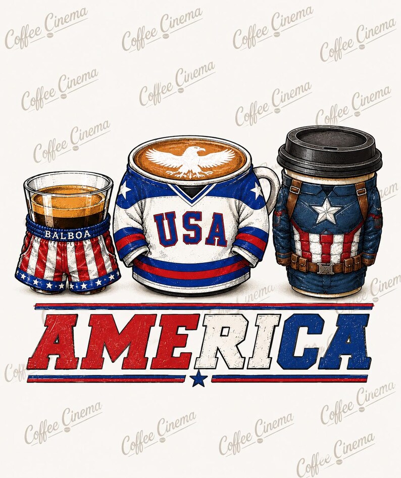 Coffee Lover Shirt | Patriotic Inspired Tee | Rocky IV Miracle Captain America | Graphic T-Shirt | Gift for Coffee Lovers image 3
