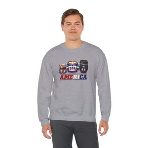 Coffee Lover Sweatshirt | Patriotic Sweatshirt | Rocky IV Miracle Captain America | Cozy Graphic Sweatshirt | Gift for Coffee Lovers image 2