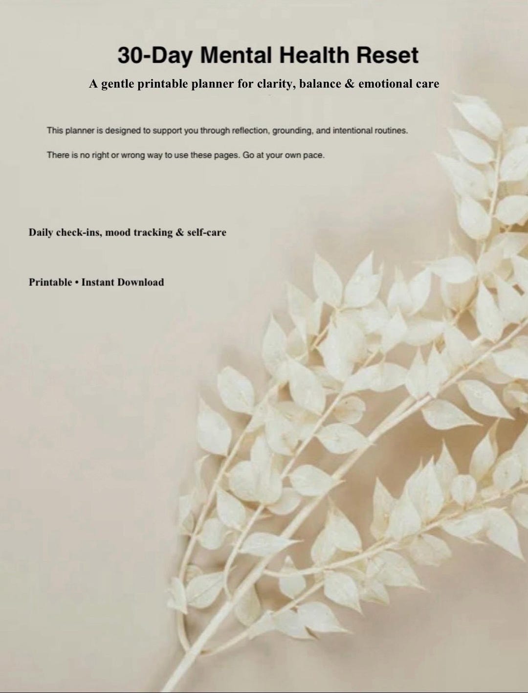 30-day Mental Health Reset Planner | Self-care Journal (instant ...