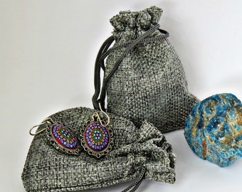 2/10/25/50 pieces Gray Burlap Pouches/ Burlap Gift bags/ Gray pouches/ Drawstring bags/ Jewelry bags/ Gray bags/ 9 x 7 cm pouches bags