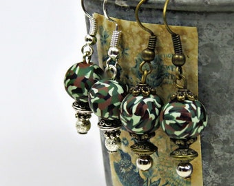Camouflage Earrings Handmade Jewelry Handmade Earrings Camouflage Jewelry Camo earrings Resin earrings Camp Jewelry Resin Jewelry