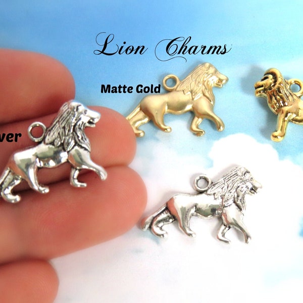 10 to 50 Lion pendant charm/ Animal charms/ Lions charm/  Gold Lion charm/ Silver Lion Charms/ Antique golden Lion charm/ Jewelry supply