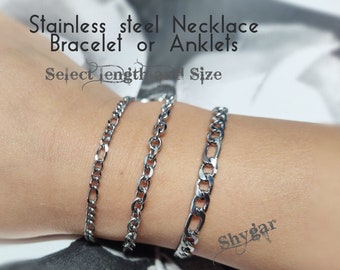 Men's bracelet/ stainless steel Necklace/ Men's stainless bracelet/ Bracelet for him/ Gift for him/ Figaro chain bracelet/ Unisex bracelet