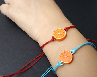 Orange bracelet/ Kawaii bracelet/ fruits/ fruit bracelet/ fruit jewelry/ orange bracelet/ braided bracelet/ handmade bracelet