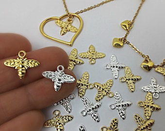 Tiny Bee charms/ Insect charm/ 100/50/10 pieces  Golden bee charm/ charm for bracelet/ Bee findings/ Gold charm beads/ Bees for jewelry