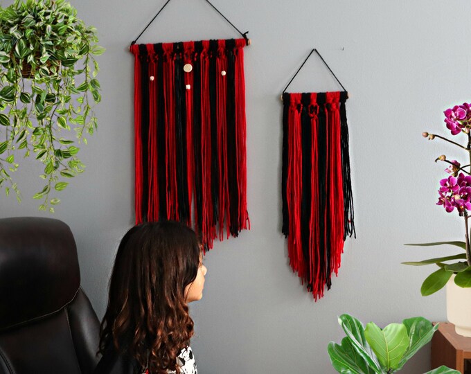 Red and Black Wall Hanging/ Black and Red Wall Hanging/ Red Etsy