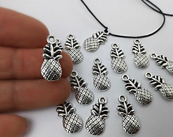50/25/10 Silver pineapple charm/ Pineapple pendant for necklace DIY/ Antique silver fruit pendant/ Pineapple Fruit charm/ Silver fruit charm