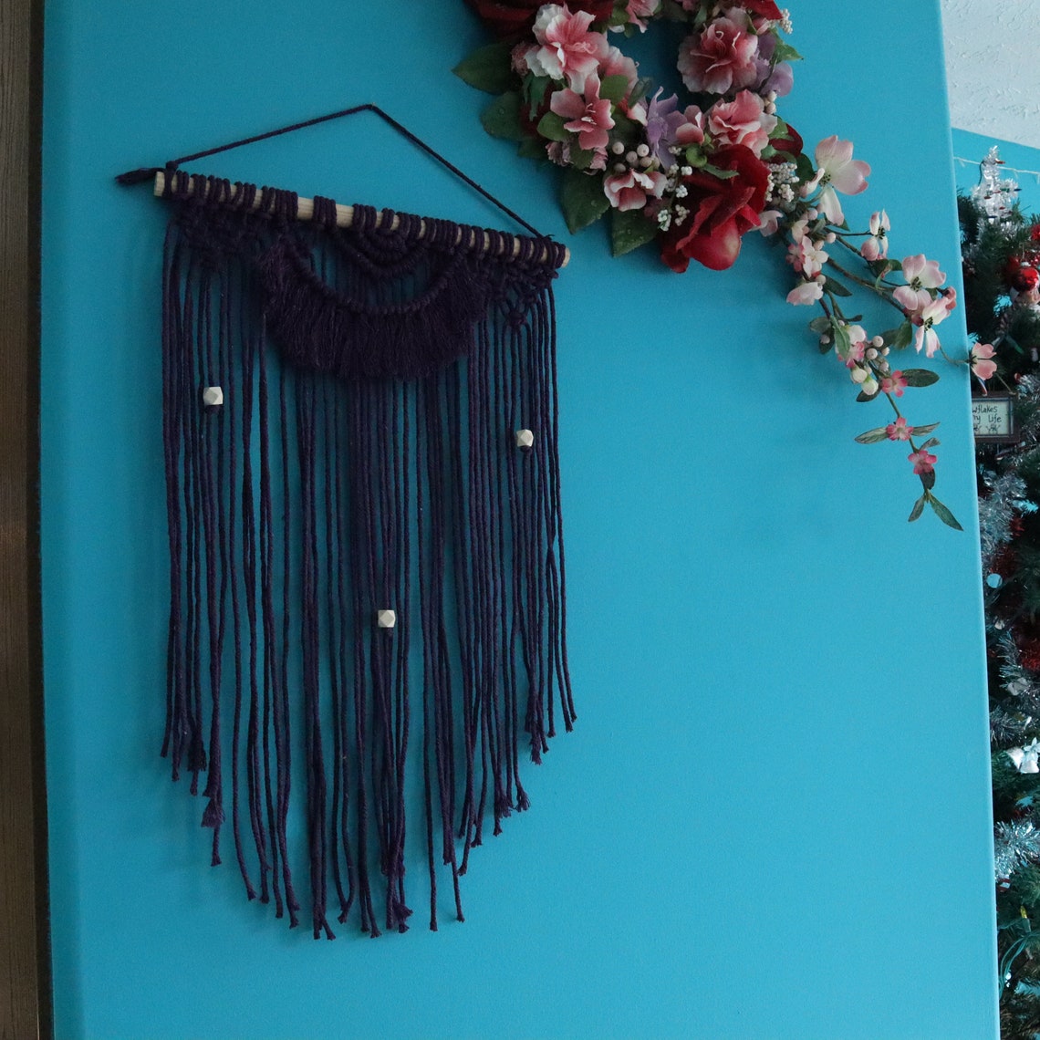 Purple Wall Hanging Tapestry/ Black and White Wall Hanging/ Etsy