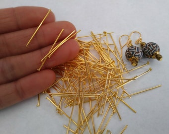 500/ 250/100/ or 50 pieces Golden color head pins for Jewelry making/ head pins for earrings/ Gold plated head pin/ Jewelry findings