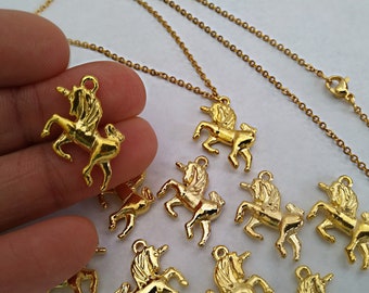 Small Unicorn Necklace in 24kt Gold Plated Sterling Silver On a 16 Gold fill Bead Chain 6400 Small Unicorn Necklace in 24kt Gold Plated Sterling Silver On a 16 Gold fill Bead Chain 6400