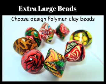 4 pieces, Extra large beads, Bi-cone beads, Red Rose beads,  DIY Crafts, Jewelry supplies, Focal beads, Butterfly beads.