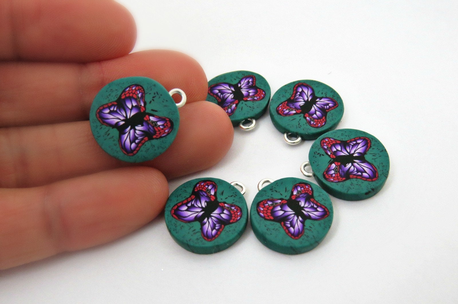 Butterfly beads/ DIY craft bead/ purple butterfly beads/ Etsy