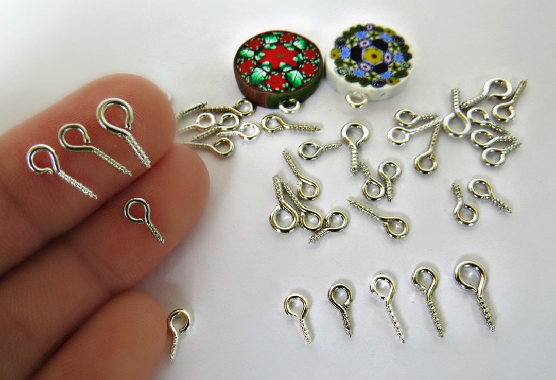 100 or 500 Pieces Tiny Eye Screws for Pendants/ Screw Eye Bails/ Silver