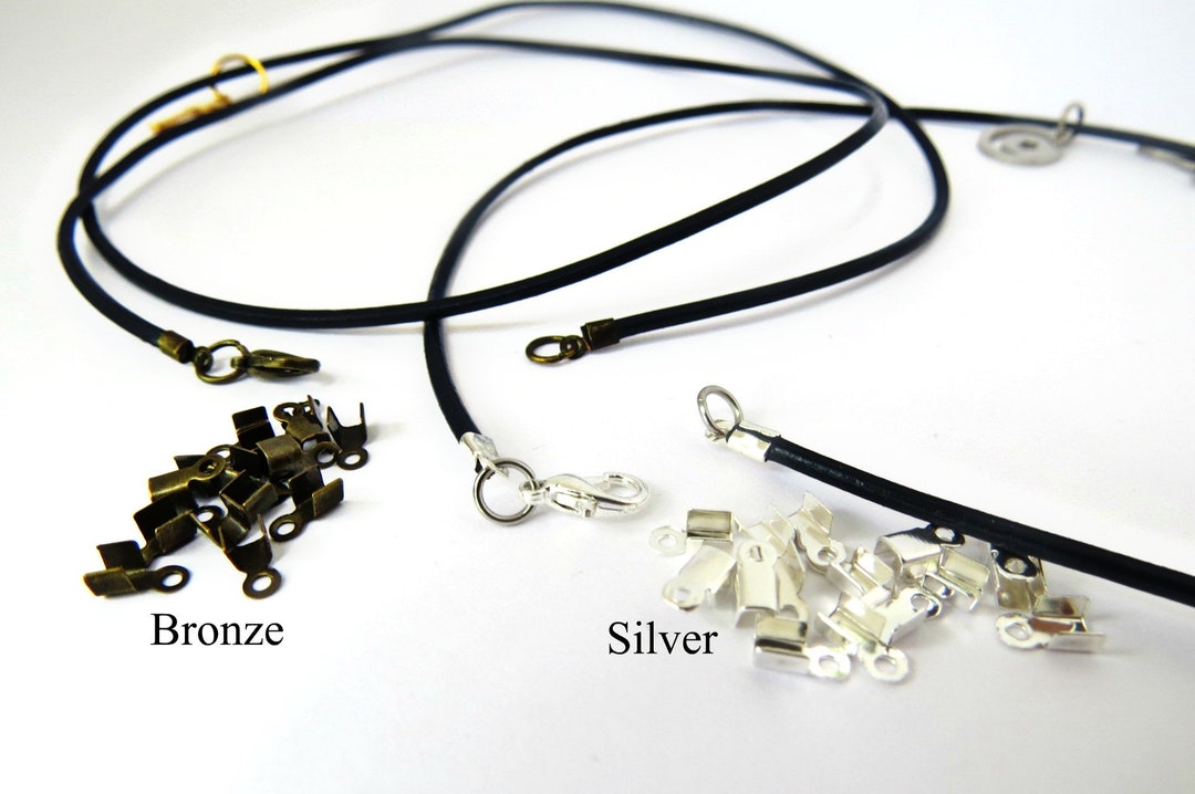 100/ 500 10/25/50 Leather Cord Ends/ Silver Cord End/ Bronze End Cord