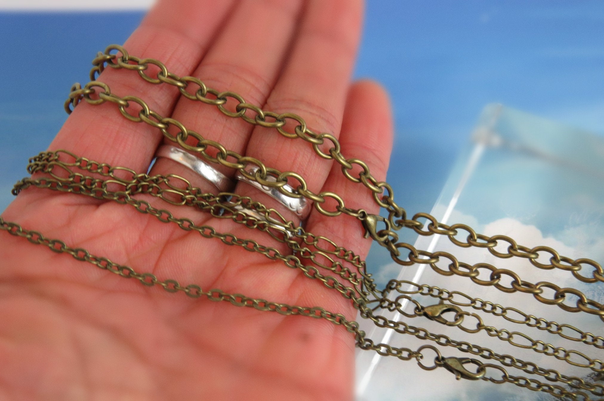 7'' to 36'' Long/ Antique Bronze Color Chain/ Etsy