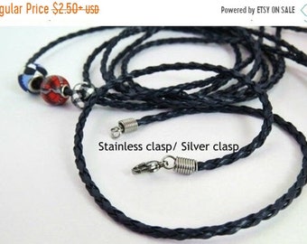 SALE Stainless steel Marine blue leather cord/ Necklace cord/ purple cords/ Dark blue 2.5 mm cords/ Cord for pendant/ Jewelry supply