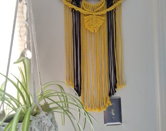 Mustard and black macrame wall art/ blue and white macrame/ Living room wall art/ Office wall art hanging/ Turquoise and white Macrame/