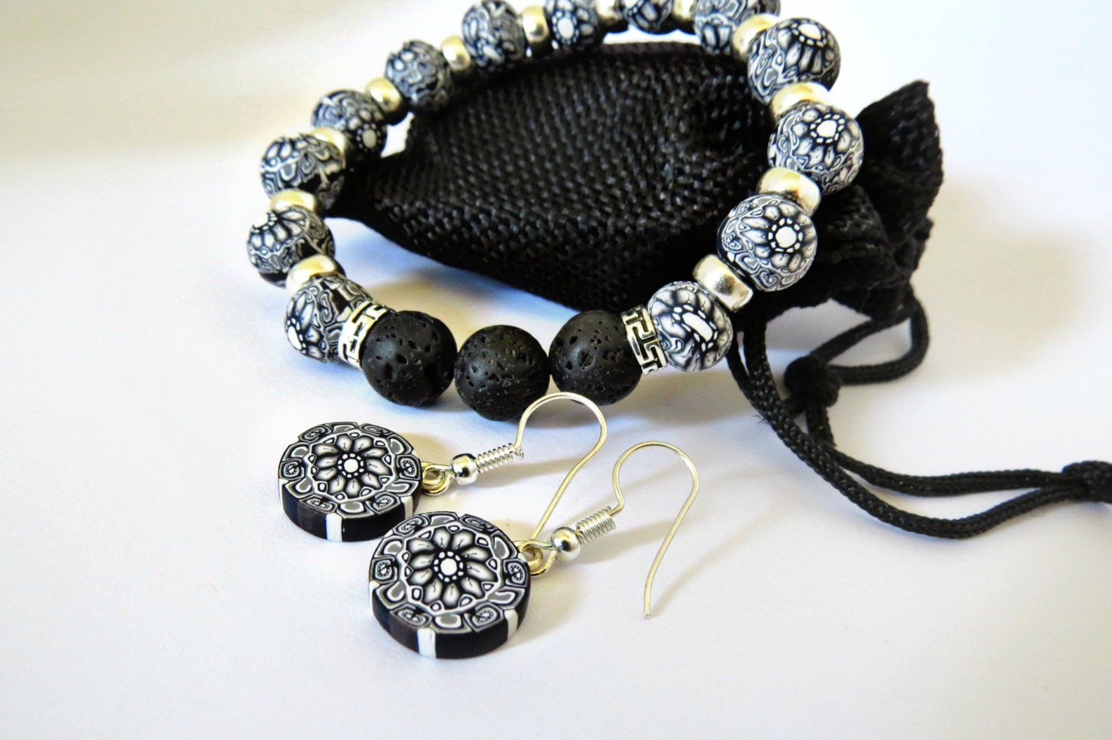 Black and White Beads/ Handmade Beads/ Unique Beads/ Polymer Etsy