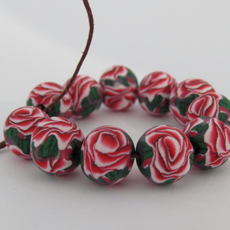 Rose Beads/ Clay Beads/ Handmade Beads/ Polymer Clay Beads/ Etsy