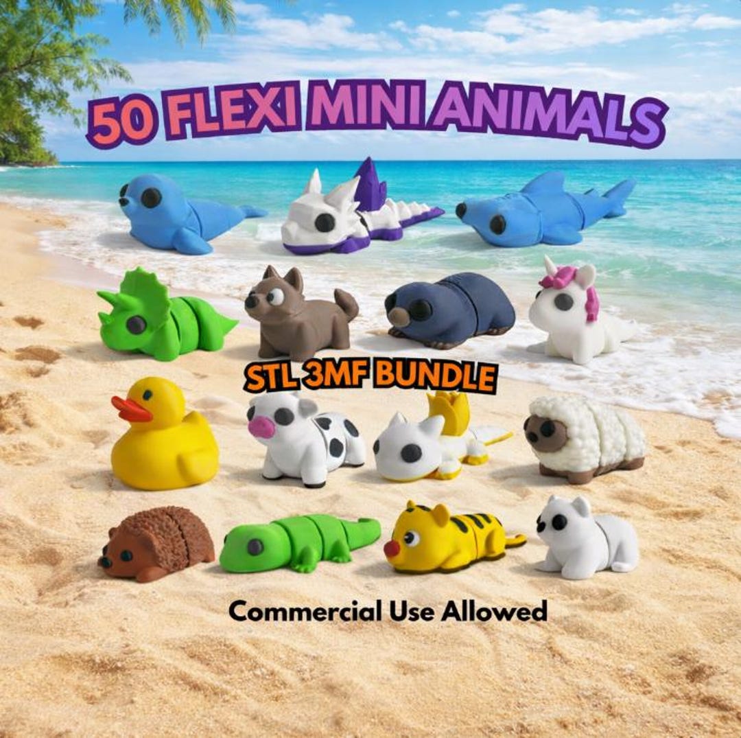 3D Druckdateien Flexi Animal STL Bundle - 50 Gelenkdrache Einhorn