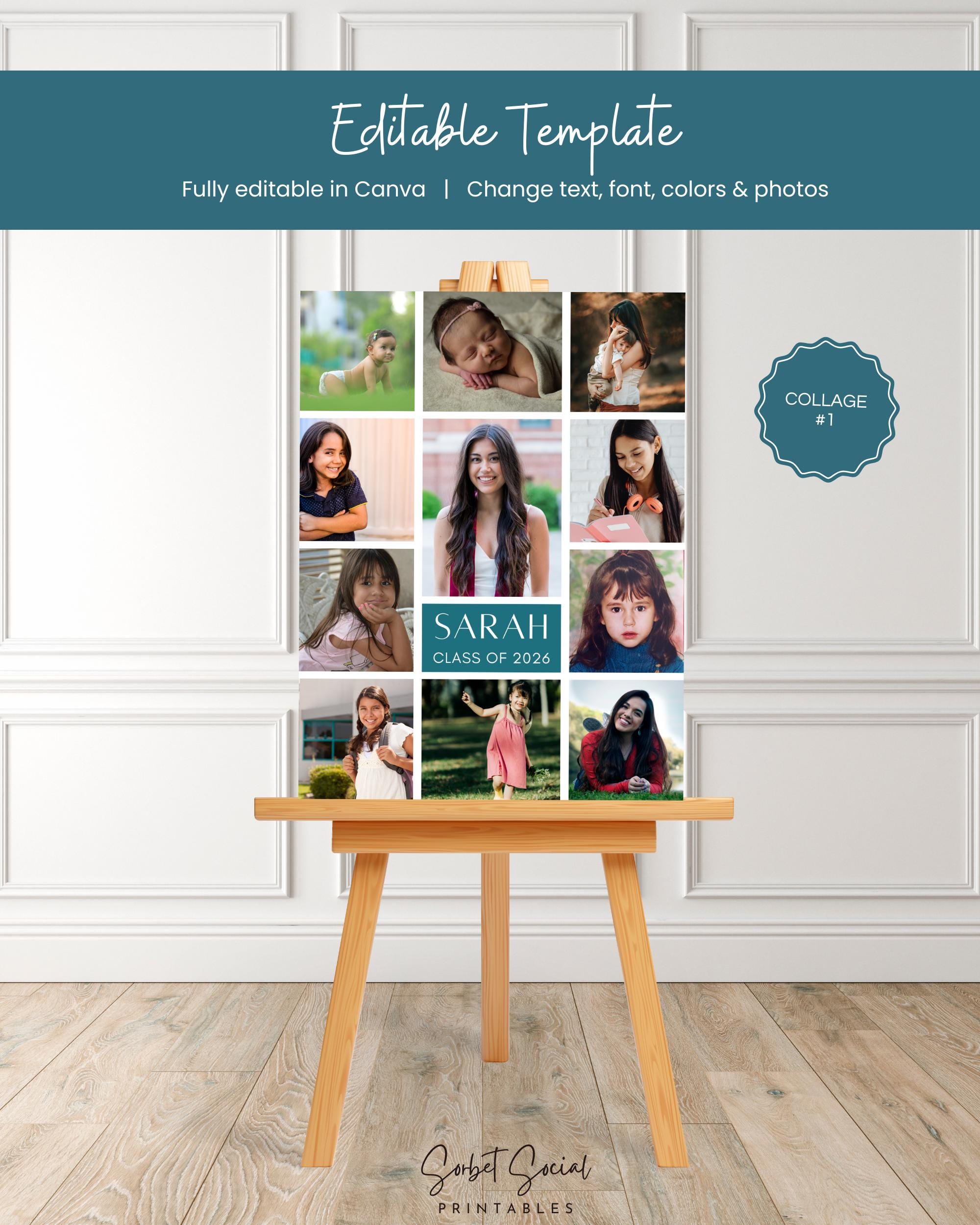 Buy Class of 2026 Photo Collage Displays, Graduation Decor, Editable ...