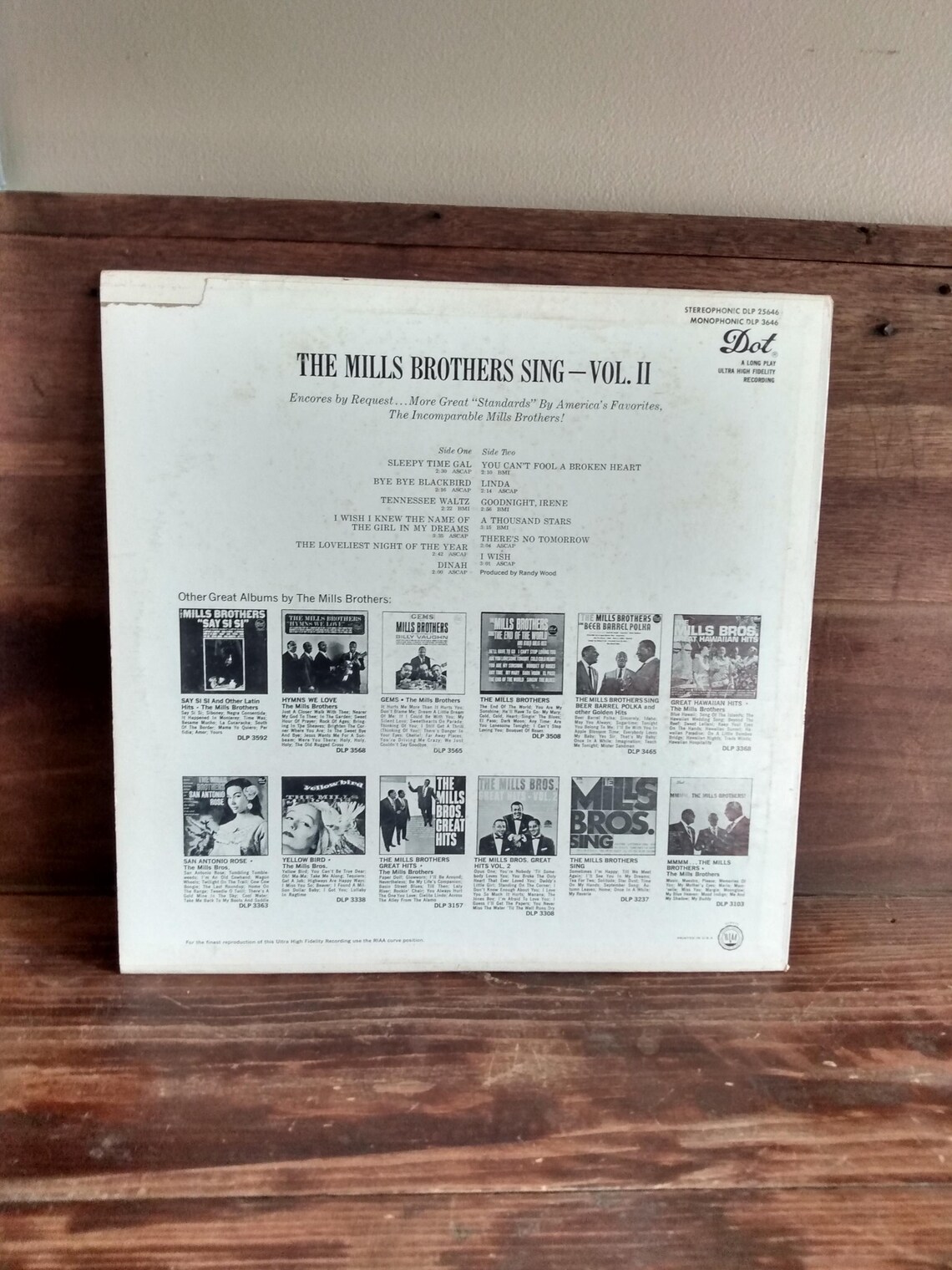 The Mills Brothers Sing Vol. 2 Vintage Vinyl Record Album DLP 25646 Dot Records Stereo Pop Vocal Jazz, foto 2 di 2