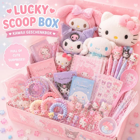 Lucky Scoop / Kawaii Geschenkbox / Cute Mystery Scoop Box / Sanrio Hello Kitty / Geschenk für Freundin/ Kinder /Geschenk für Frauen / Mutter
