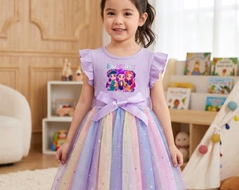 KPop Demon Hunters Kids Dress, Cute KPop Super Girls Outfit, Kpop Clothes, Demon Hunter Froks, Kpop Super girls, Rumi Zoey Clothes