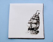 Hankie-VINTAGE SHIP handkerchief shown on super soft white cotton mens nautical hanky-or choose from any solid color or plaids shown in pics