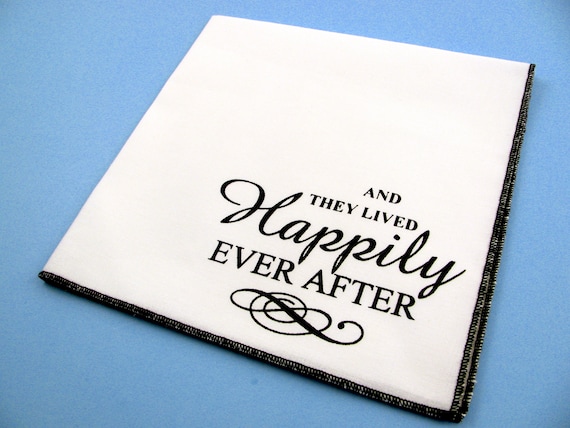 Handmade Cotton Handkerchief - Happily Ever After Wedding print, Soft Durable Cotton Hanky, Many Colors Too Choose From