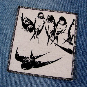 One Bird on a wire canvas patch, finished edge, any color you choose, FREE SHIPPING USA