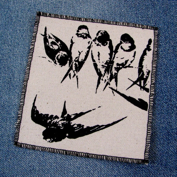 One Bird on a wire canvas patch, finished edge, any color you choose, FREE SHIPPING USA