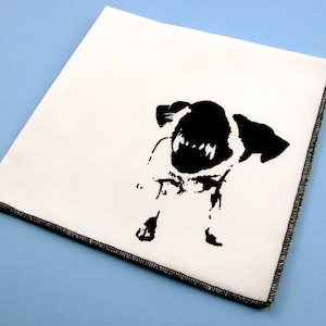Handkerchief Mens cotton hanky with hand printed ANGRY DOG. Soft, washable, reusable, unique hankie. Many colors to choose from. image 1