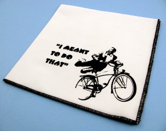 Handkerchief- Mens cotton hanky with hand printed PEEWEE HERMAN. Soft, eco friendly and unique. Many colors to choose from.