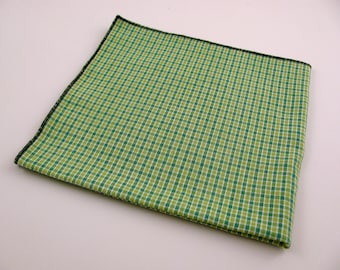 SALE -GREEN PLAID handkerchief with your choice of printed image - super soft cotton mens hanky - over one hundred prints to choose from
