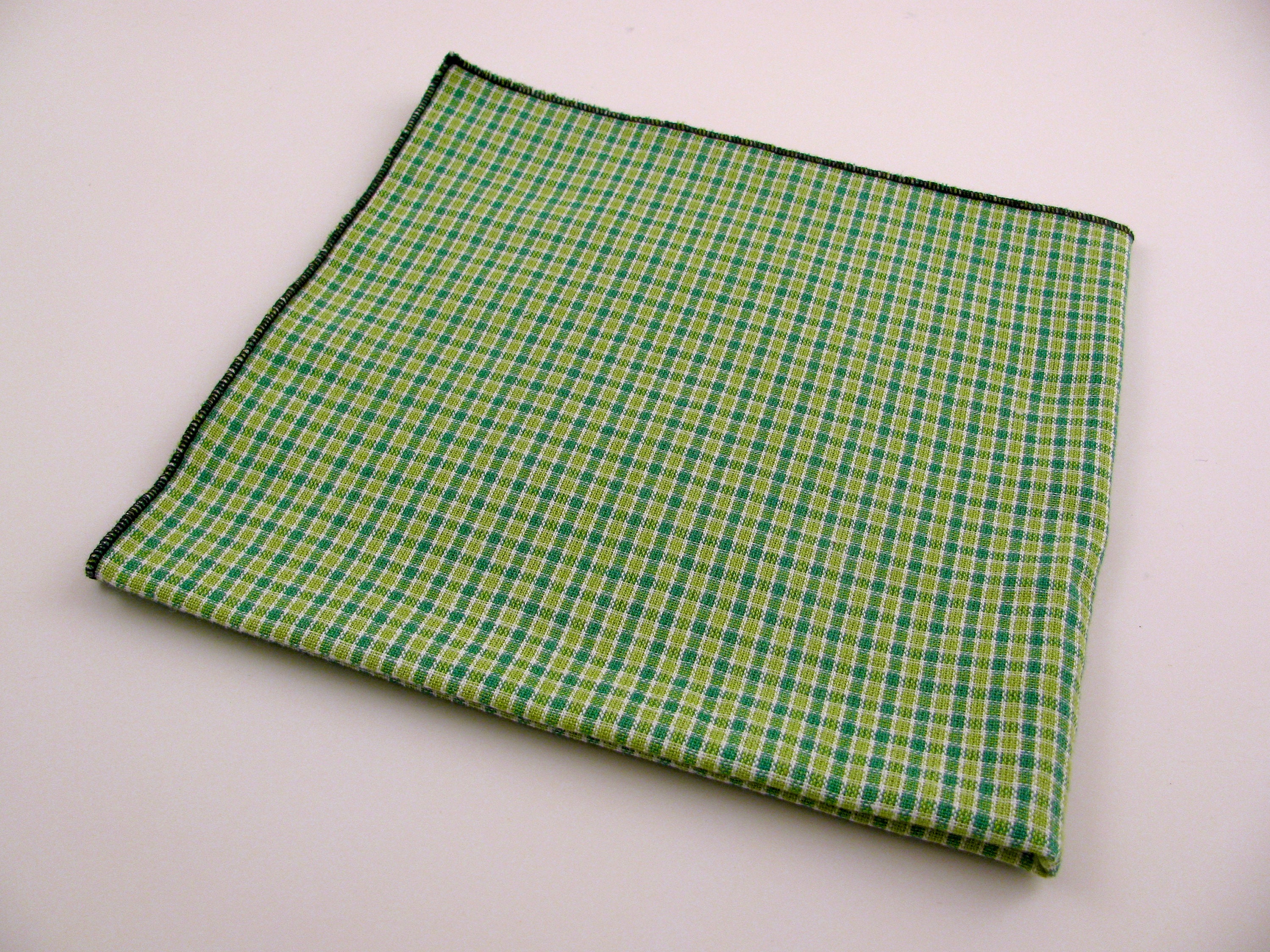 GREEN PLAID handkerchief with your choice of printed image - super soft cotton mens hanky - over one hundred prints to choose from