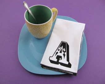 NAPKINS - soft cotton reusable cloth napkins with your choice of INITIAL print, many colors to choose from.