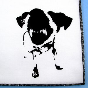 Handkerchief Mens cotton hanky with hand printed ANGRY DOG. Soft, washable, reusable, unique hankie. Many colors to choose from. image 6
