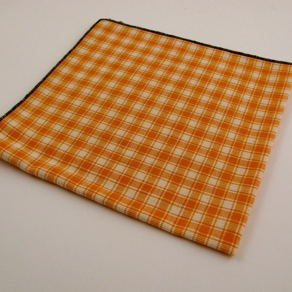 SALE -BUTTERSCOTCH PLAID handkerchief with your choice of printed image-super soft cotton mens hanky-over one hundred prints to choose from