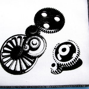 Handkerchief Mens cotton hanky with hand printed GEARS. Soft, eco friendly and unique. Many colors to choose from. image 6