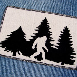 One big foot sasquatch canvas patch, finished edge, any color you choose, FREE SHIPPING USA