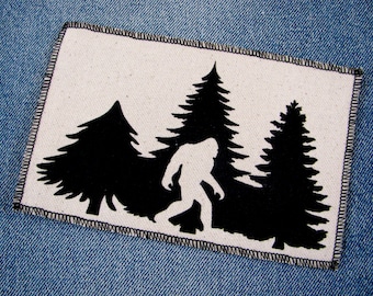 One big foot sasquatch canvas patch, finished edge, any color you choose, FREE SHIPPING USA