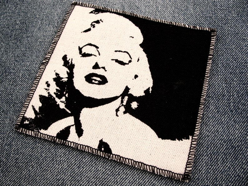 One Marilyn Monroe canvas patch, finished edge, any color you choose, FREE SHIPPING USA 