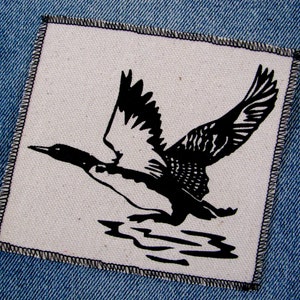 One loon canvas patch, finished edge, any color you choose, FREE SHIPPING USA